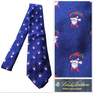 NWT Brooks Brothers Silk Tie Christmas Santa Parachute Navy Red Green